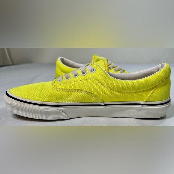 Vans Men's Era Neon Lemon Tonic Yellow True White Canvas Skate shoes Size 7 - Picture 3 of 9